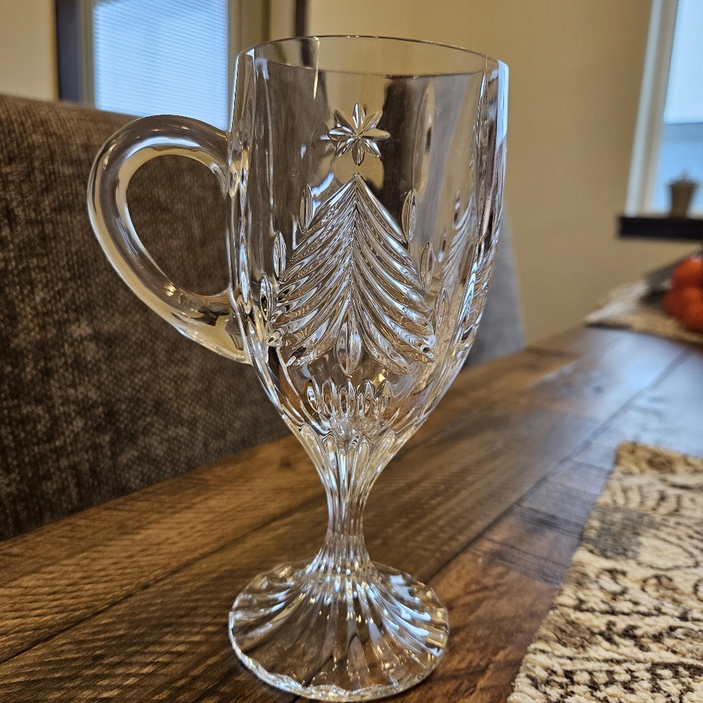 Mikasa Crystal Christmas Tree Footed Irish Coffee Mug Single Replacement 7" - Picture 2 of 8
